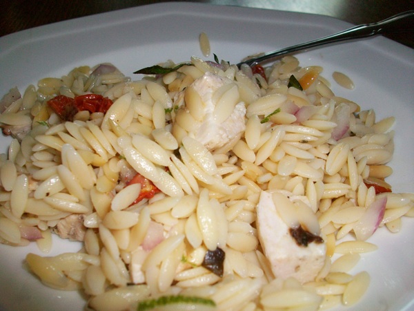 gluten free orzo and chicken salad from sloCooking.net